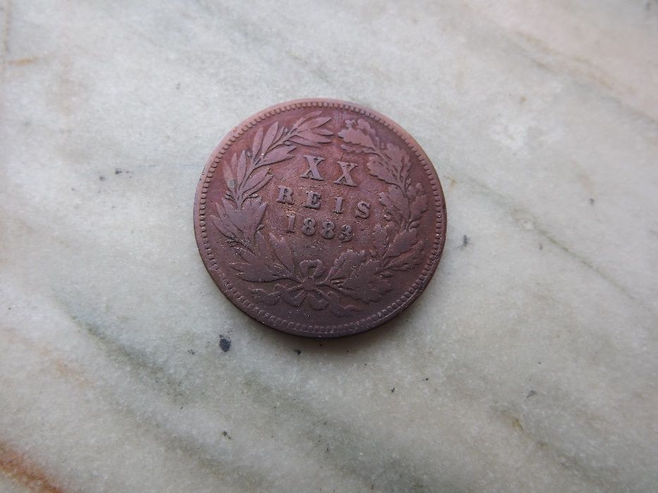 Excelente moeda em bronze de XX Reis reinado D. Luis I 1883 - Coleção