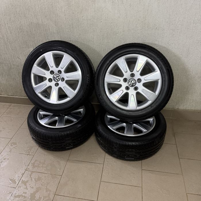 Продам комплект дисків vw skoda audi 5/112/16 резина  95% 205/55/16