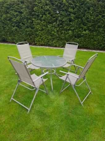 stół ogrodowy i 4 krzesła szary