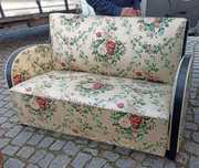 Sofá cama Art Deco tecido acetinado floral original