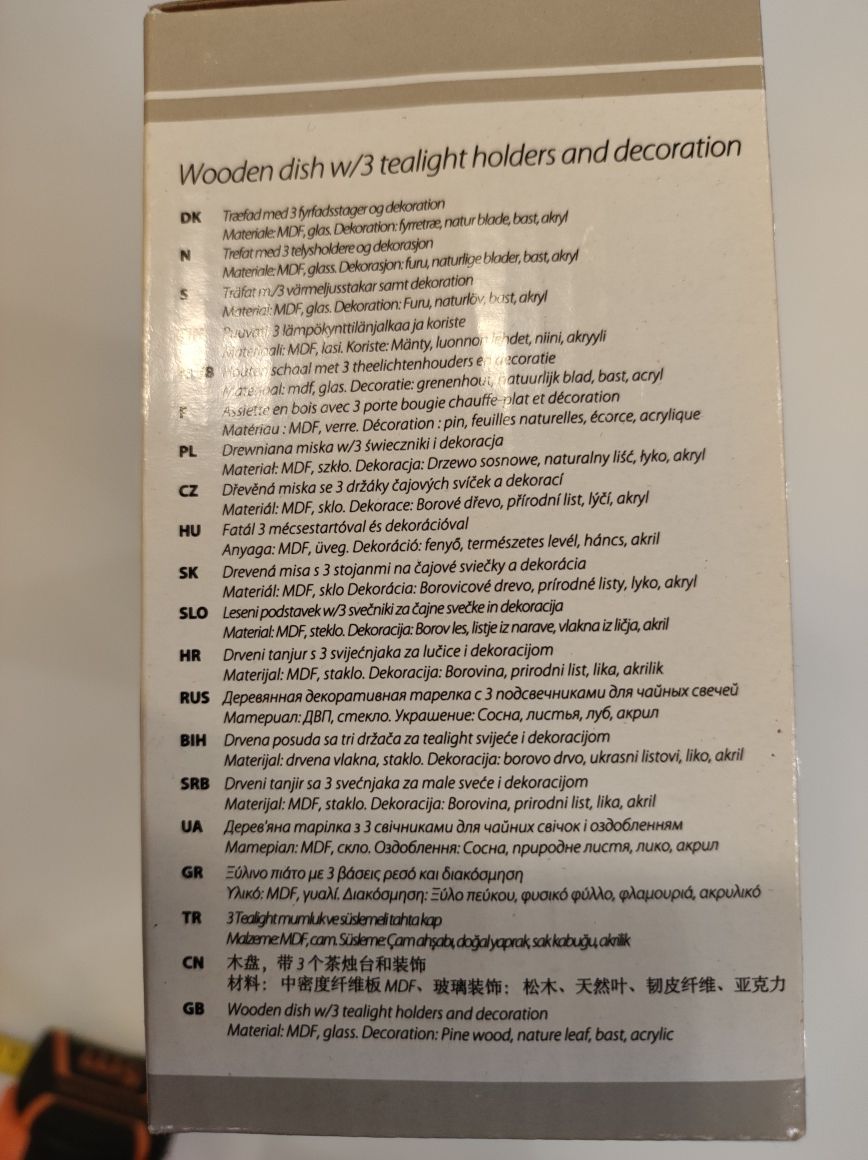 Nowy zestaw 3 świec świeczki na tacy tealight szkło drewno