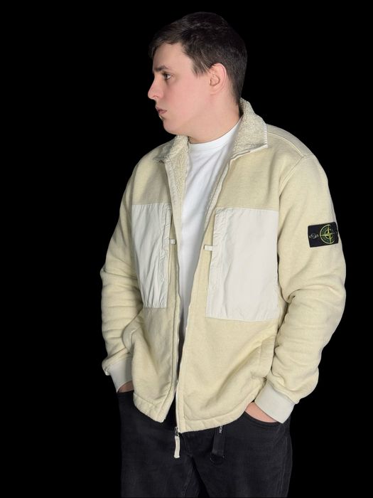 stone island sherpa zip sweat fleece jacket оригинал