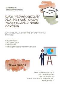 Kurs pedagogiczny dla instruktorów praktycznej nauki zawodu