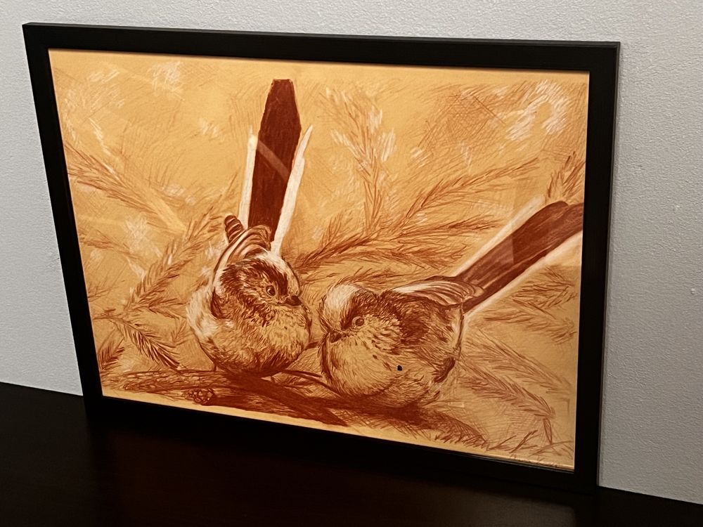 Obraz ręcznie malowany technika sepia rozm 30x40 cm