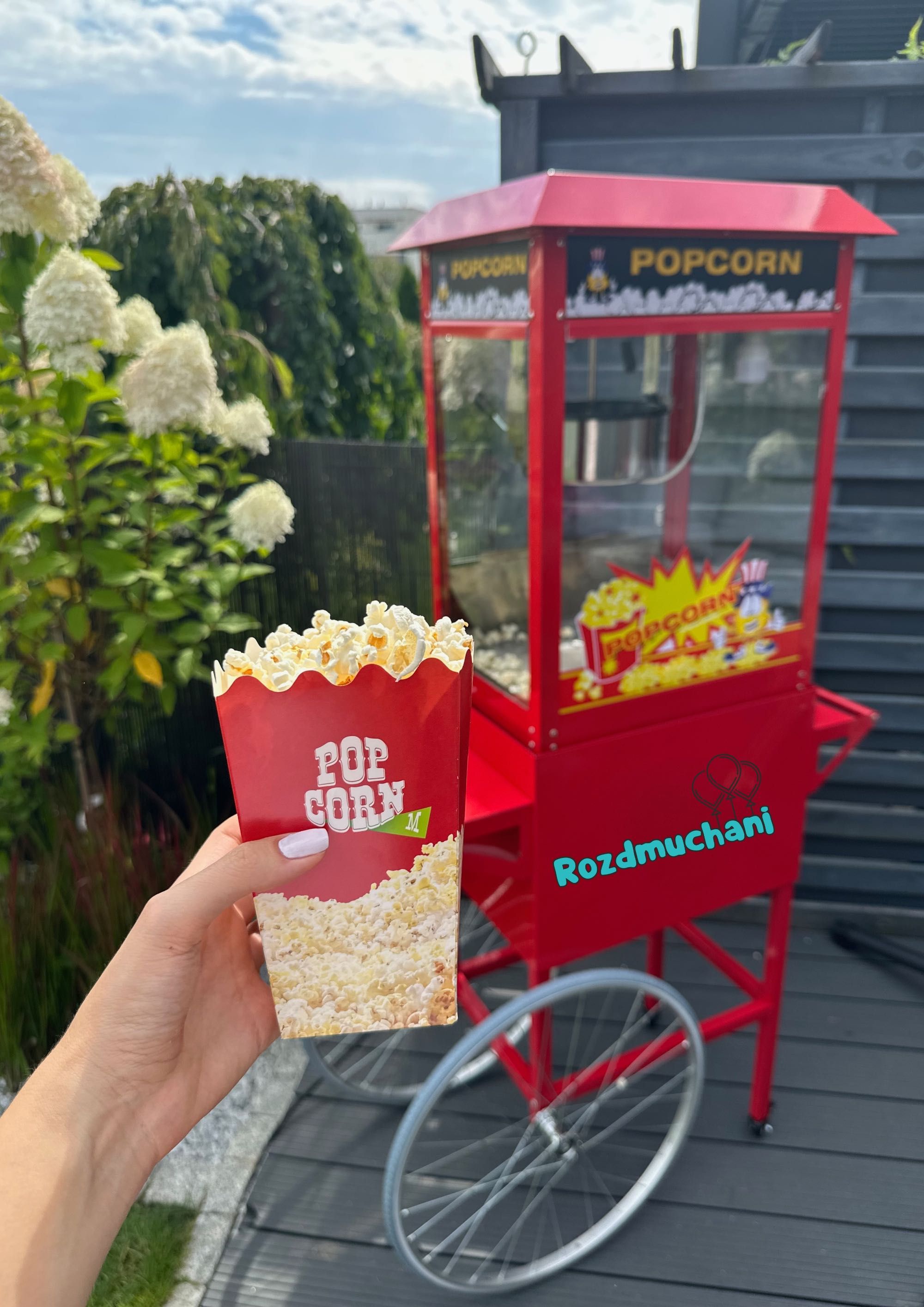 Wynajem maszyny do POPCORNU z wózkiem