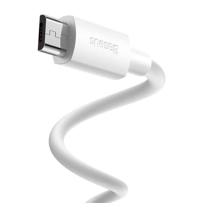 Kabel Micro Usb Do Usb Baseus Simple Wisdom, 2.1A, 1.5M (Biały) 2Szt.