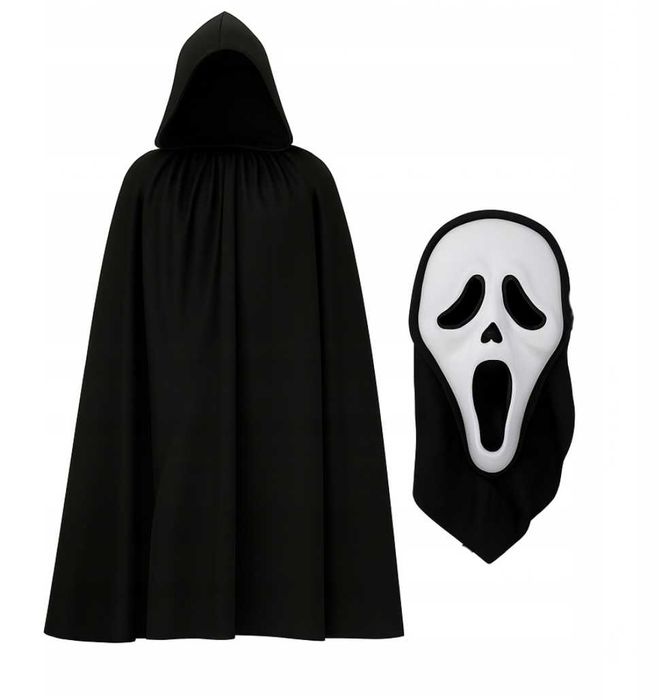 Strój DUCH ŚMIERĆ KRZYK Maska + Peleryna Halloween Jasełka Bal
