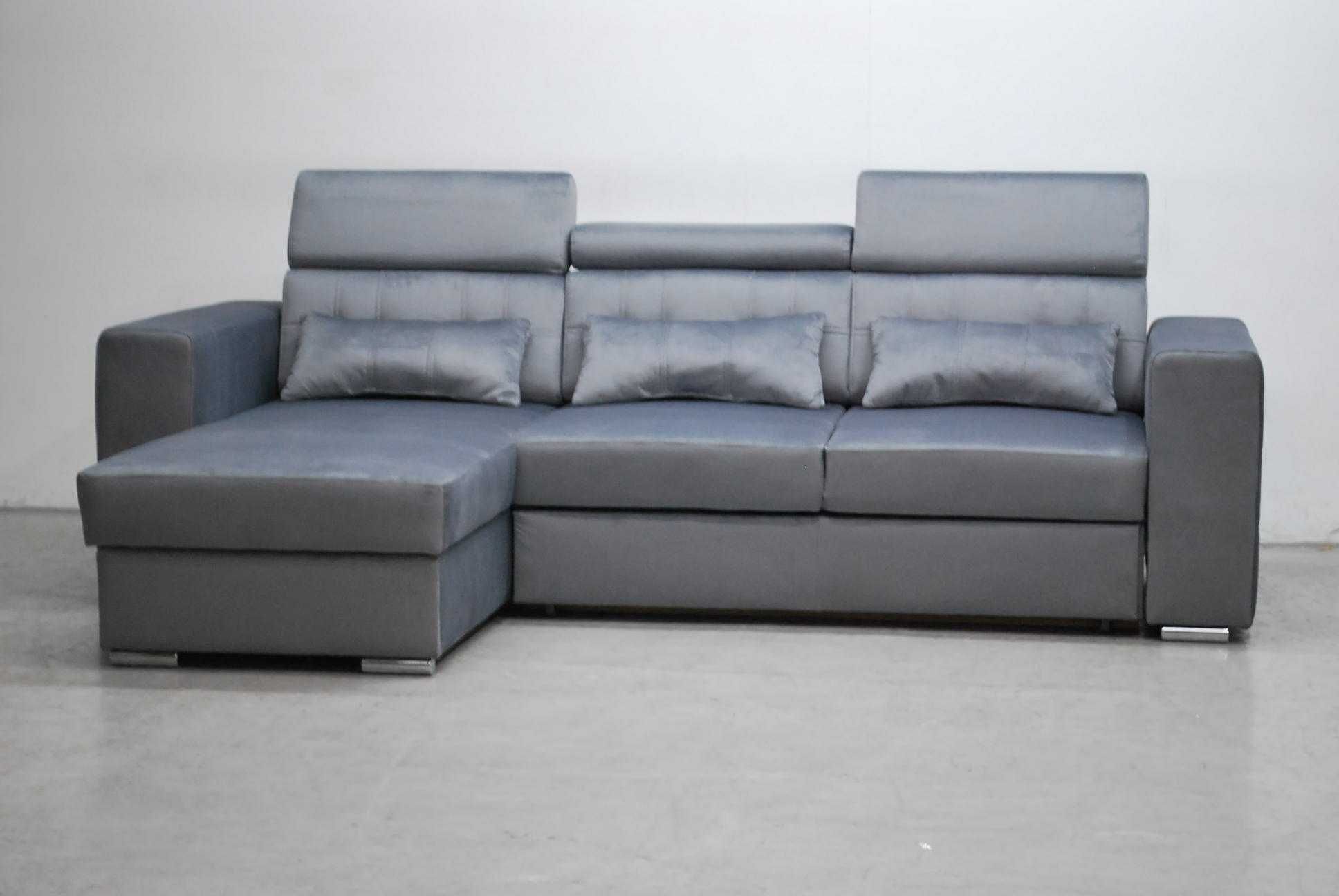 PAA NOWOCZESNY NAROŻNIK funkcja spania pojemnik M85 sofa kanapa welur