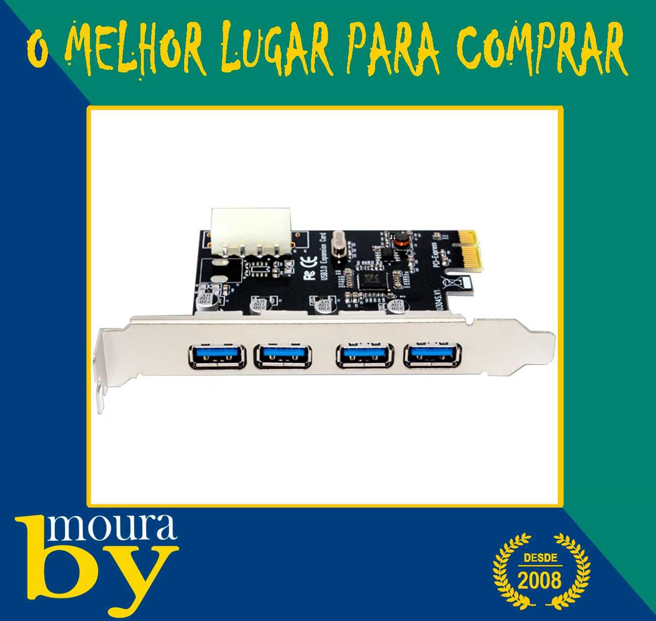 Placa de expansão USB 3.0 PCI-E PCI Express PCIe USB 3.0 Hub