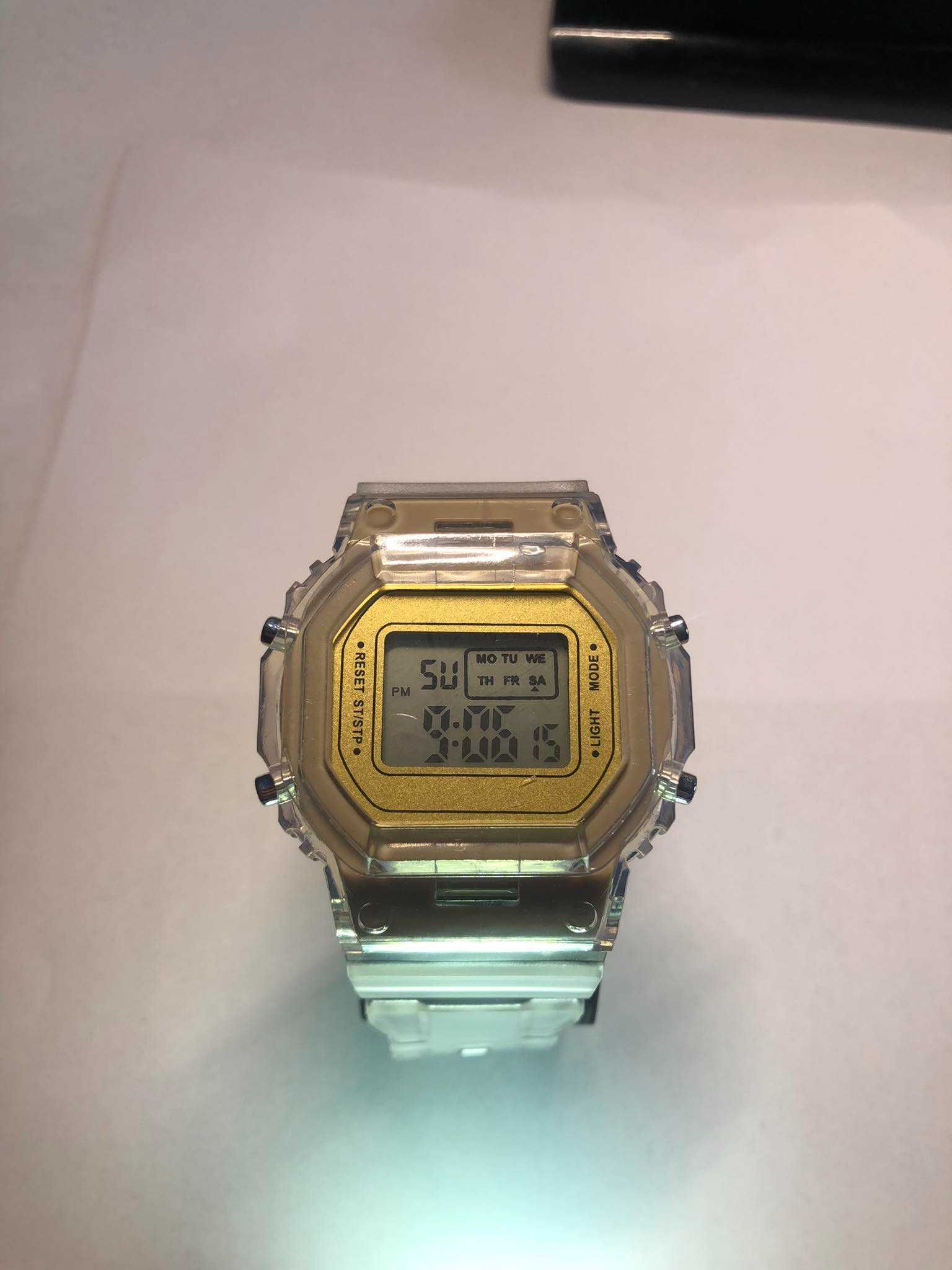 Zegarek przezroczysty wodoodporny unisex złoty