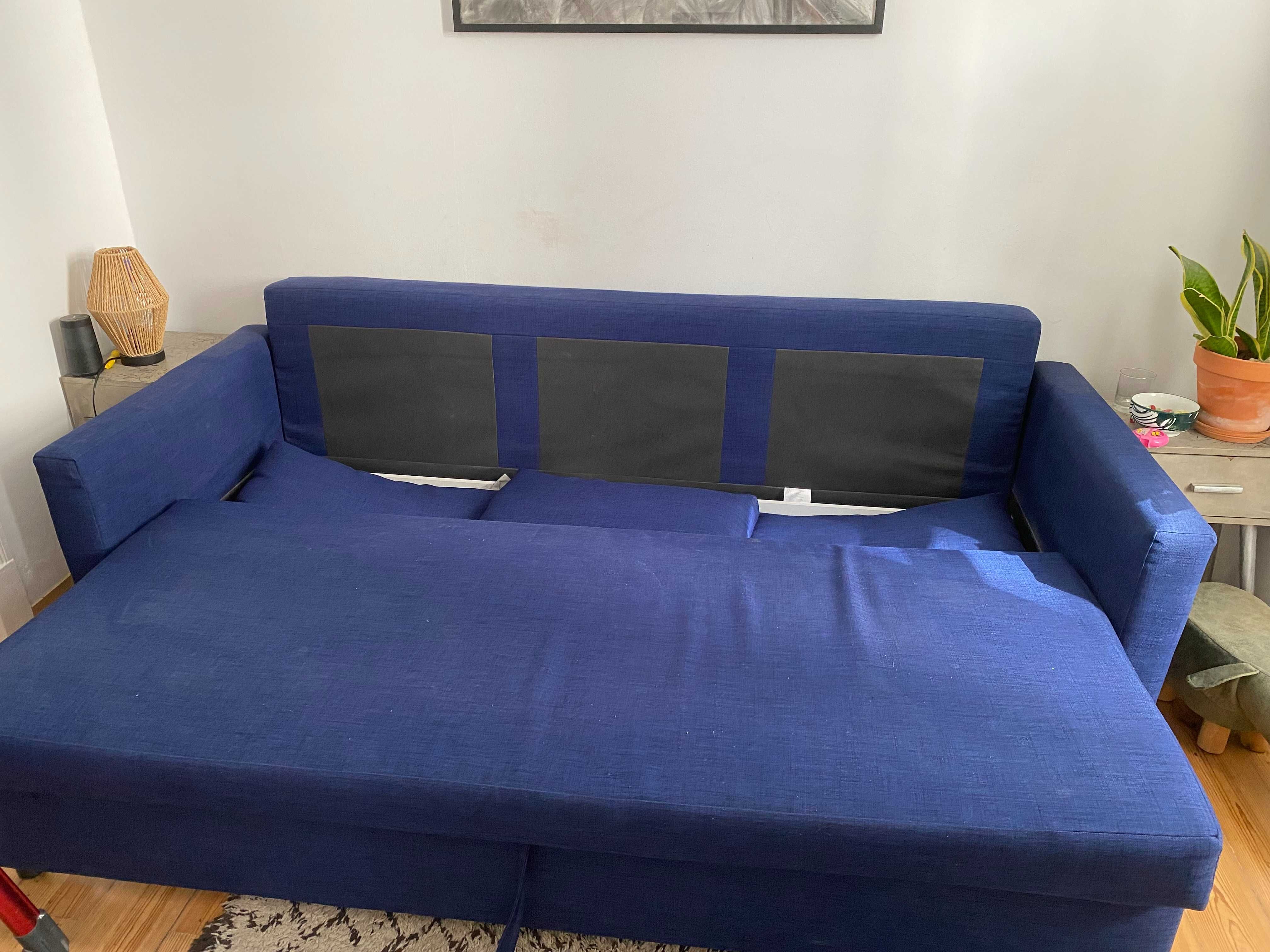 Sofá-cama 3 lugares azul