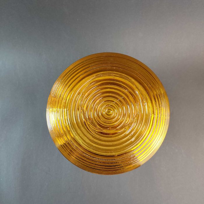 Plafon szklany miodowy na podst. ceramicznej - stan idealny - lata 70