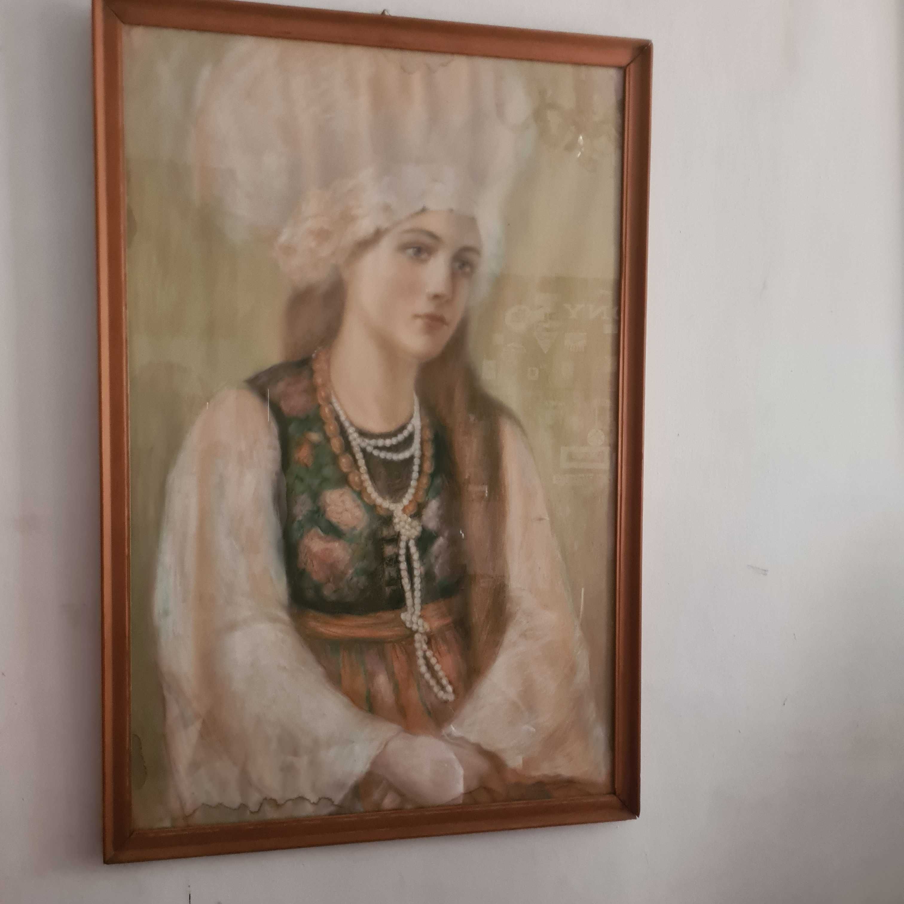 Pastel duży obraz portret kobiety