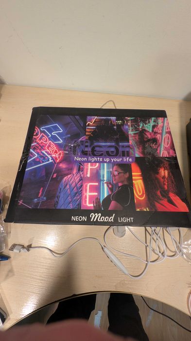 Neon Merry CHRISTMAS napis na ściane LED prezent święta Mikołaj jasny