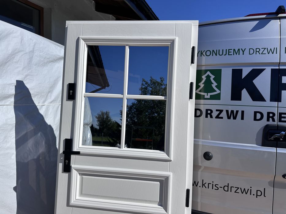 Drzwi zewnętrzne drewniane OD RĘKI Czyste powietrze Cała Polska białe