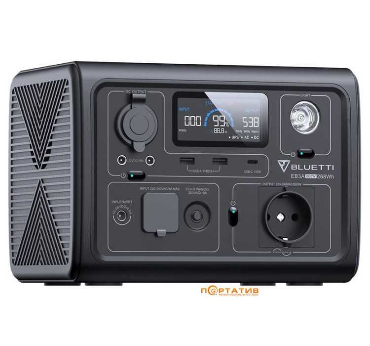 Портативна зарядна станція Bluetti EB3A  (600W/268Wh)