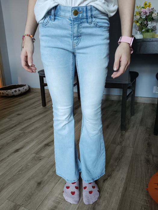Spodnie jeans jeansowe dzwony  dziewczęce 140