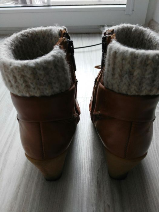 Skórzane buty zimowe damskie, rozmiar 37