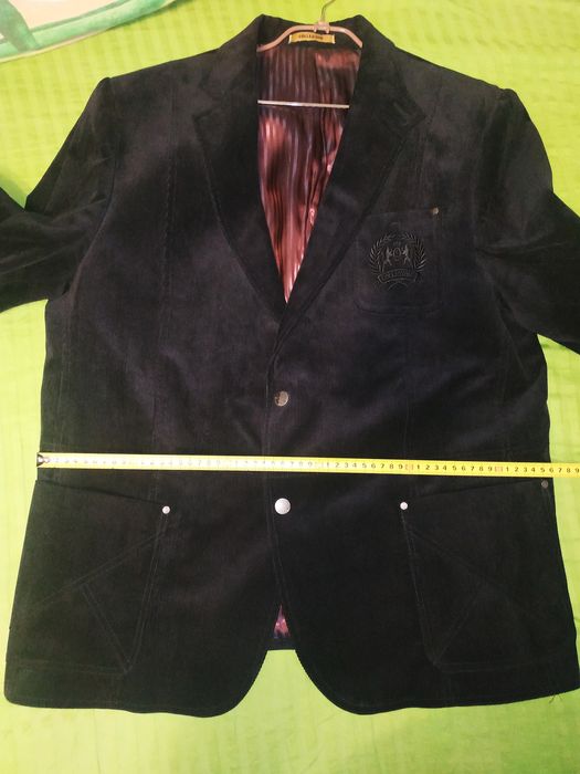 Черный вельветовый пиджак на молодого человека, большой размер.