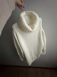 Білий вязаний светр-сукня