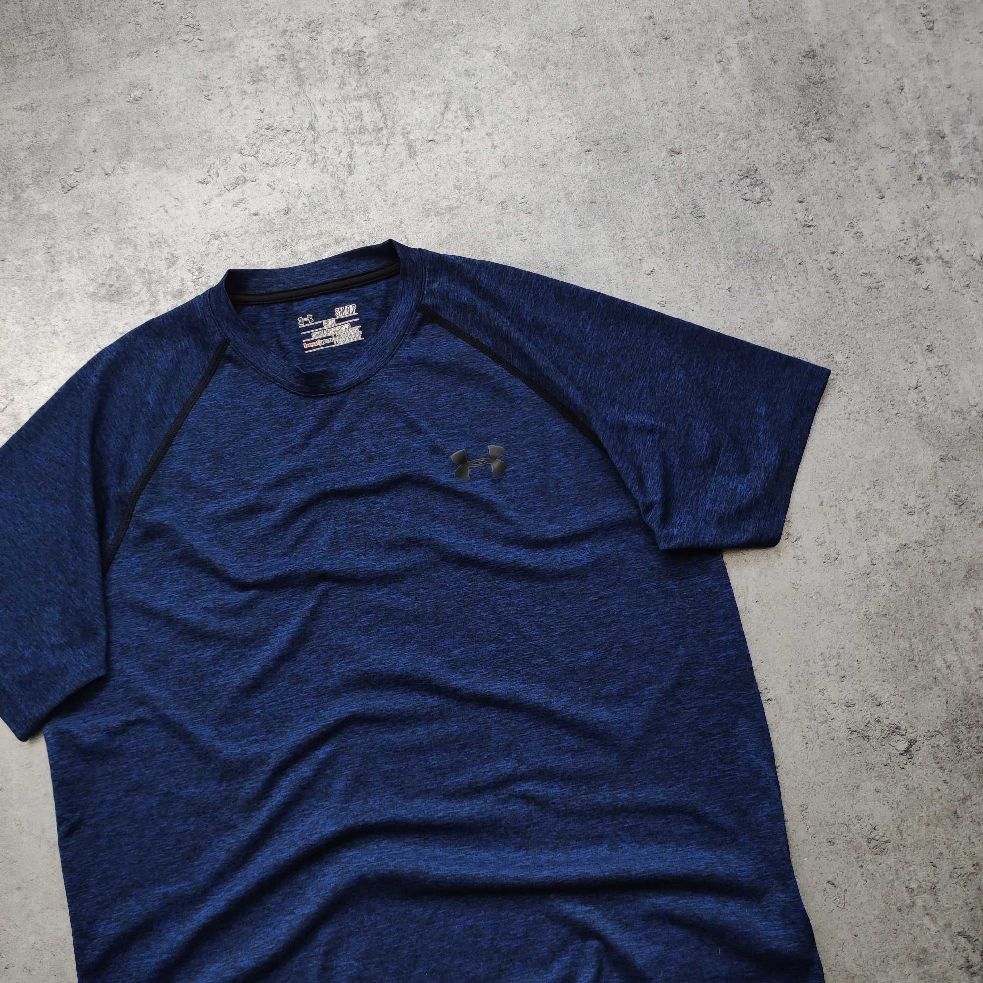MĘSKA Koszulka Sportowa Granatowa PREMIUM Under Armour HeatGear Logo
