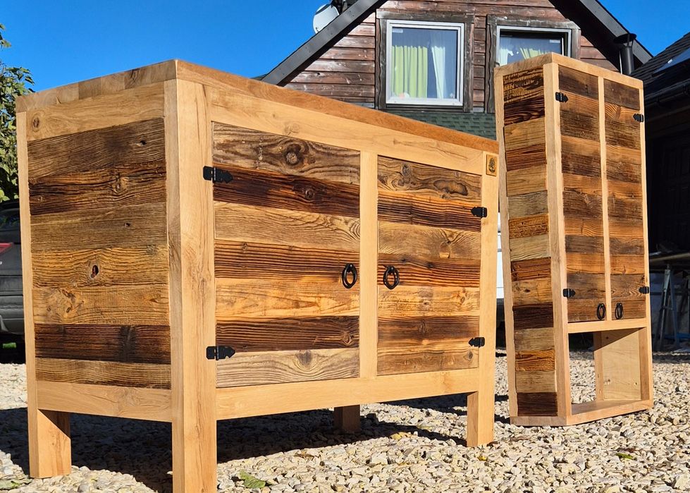 Szafka pod umywalkę, szafka nad wc, stare drewno, dębowa, boho, loft