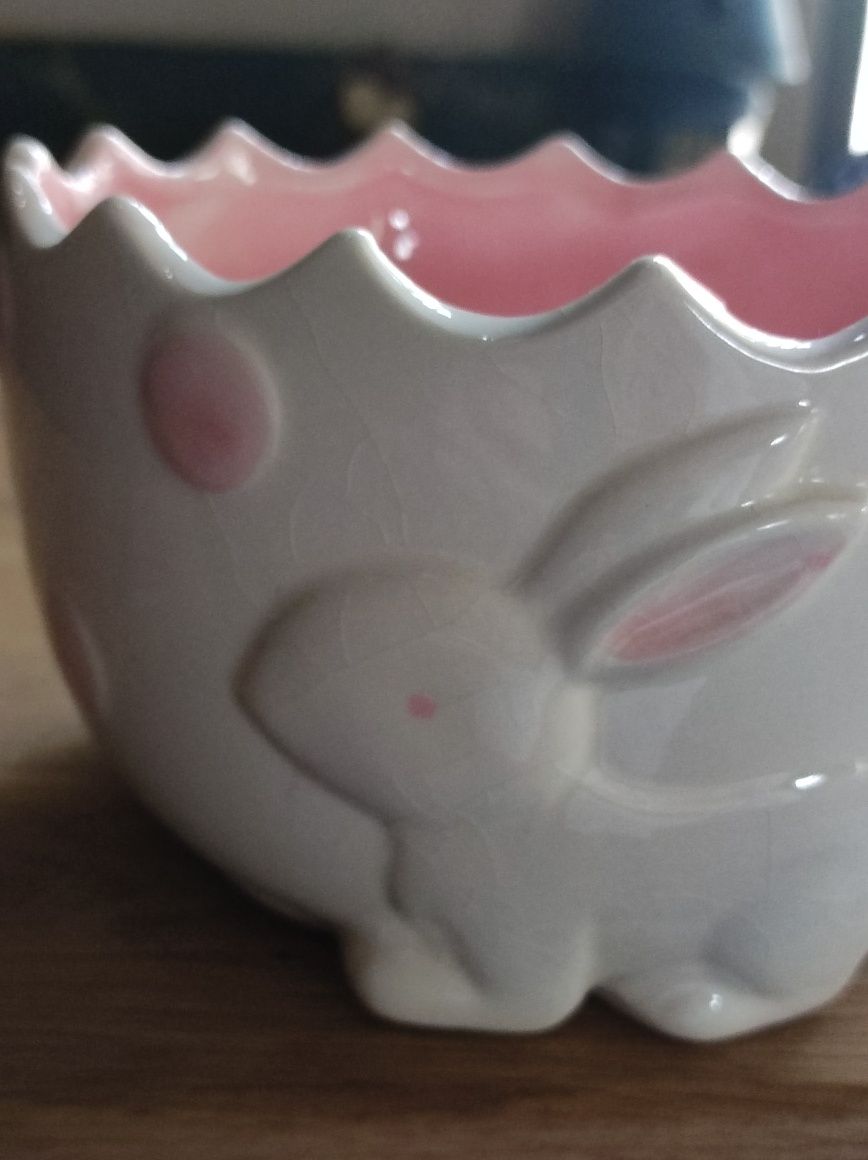 Miska i pojemnik ceramiczny zajączek wielkanocny