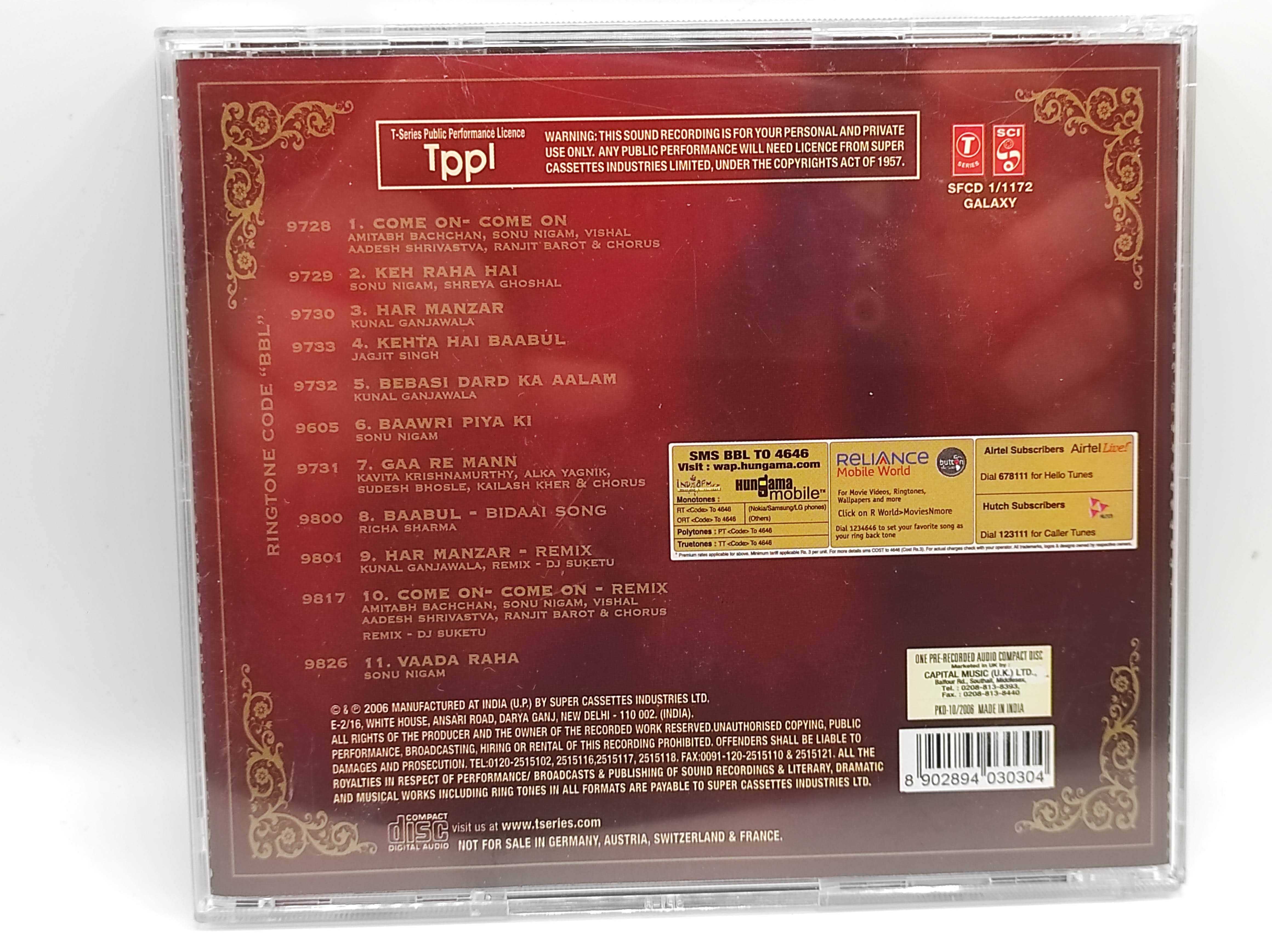 CD płyta audio Baabul Aadesh Shrivastava