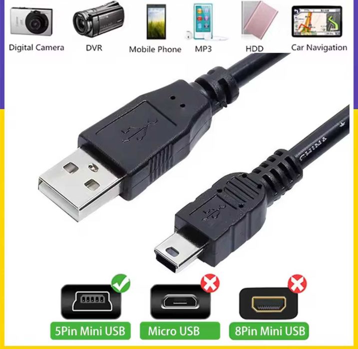 Кабель 5 pin Mini USB провод фотоапарата Nikon Canon кенон Никон шнур