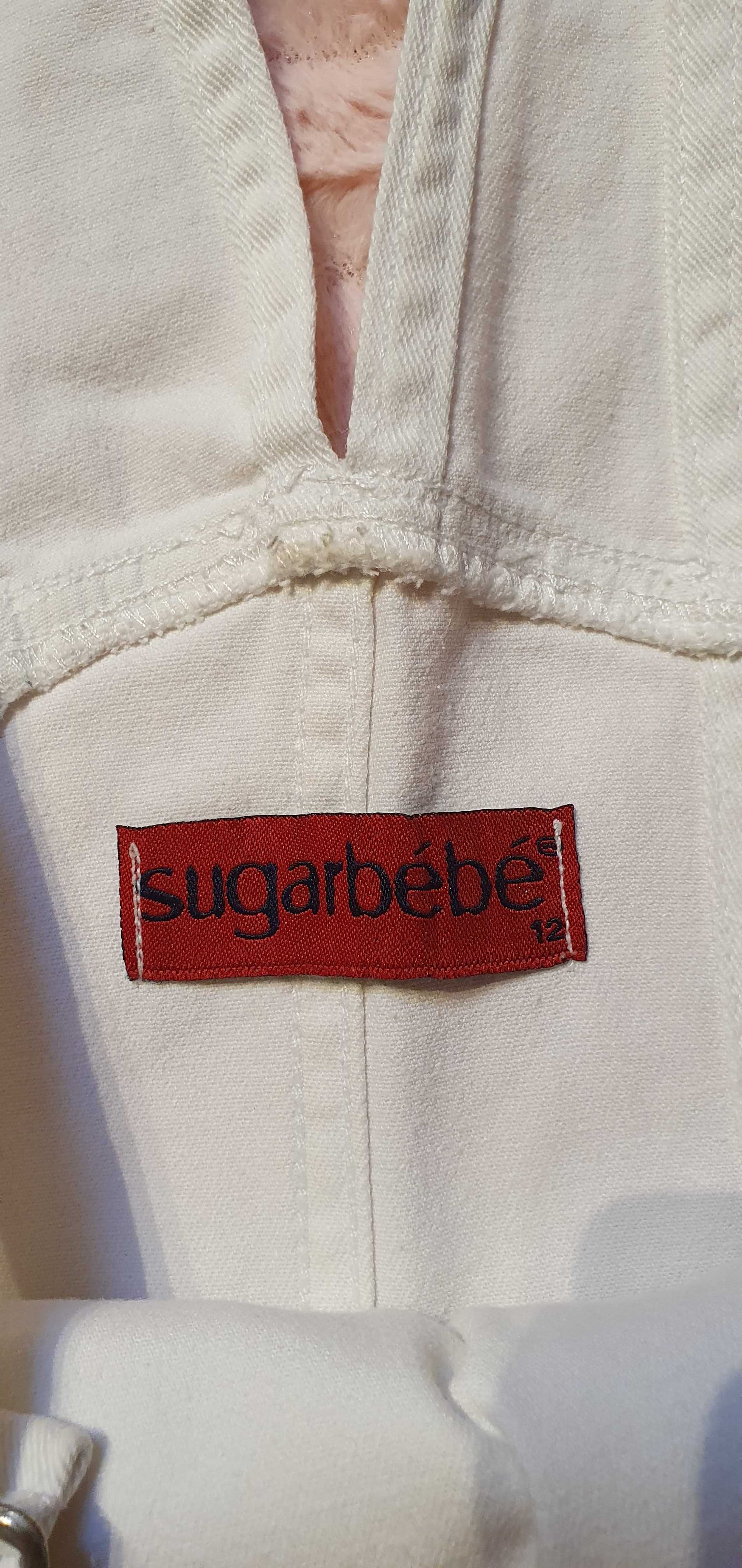 Biała jeansowa sukienka ogrodniczka firmy Sugarbebe rozmiar 12 - M/L