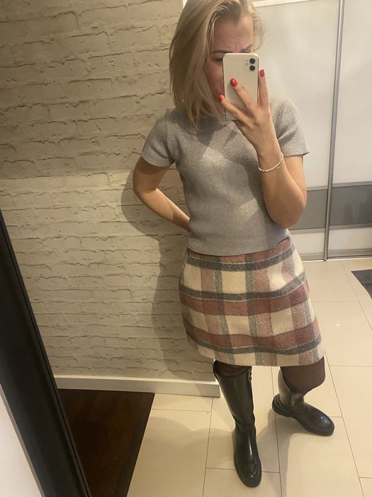 Spodnica w krate cieplutka z welny