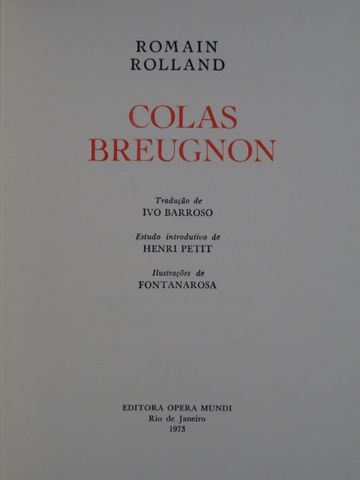 Colas Breugnon de Romain Rolland - Vários Livros