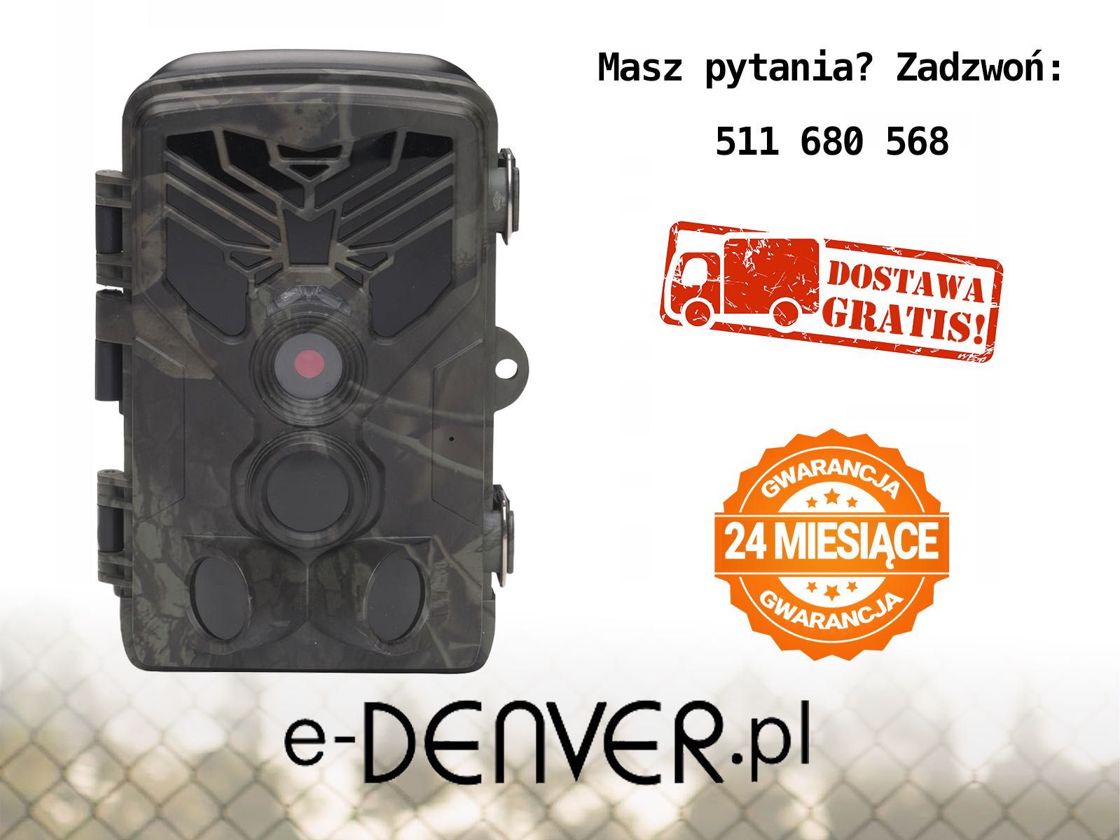 Fotopułapka WiFi Denver WCT-8020W KAMERA LEŚNA 44IR FullHD Android iOS