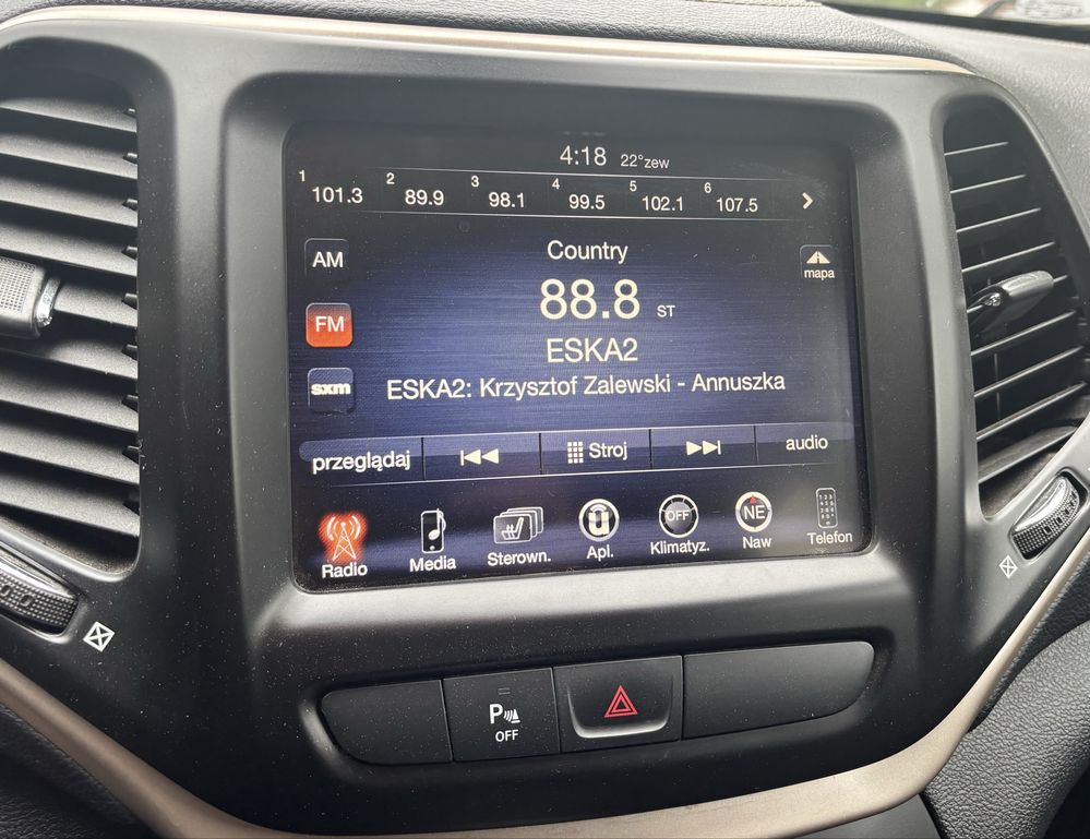 Jeep cherokee kl radio polski parzyste fale mgla kierunki kluczyki