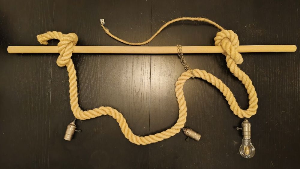 Lampa lina jutowa, sznur jutowy żeglarski 240cm / zestaw 2 lamp z liny