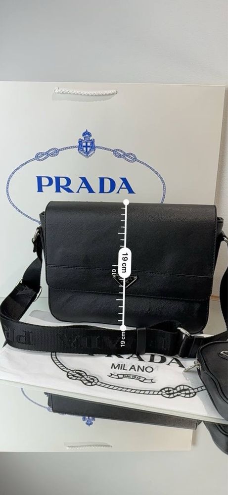 Torebka męska torba listonoszka Prada czarna Premium