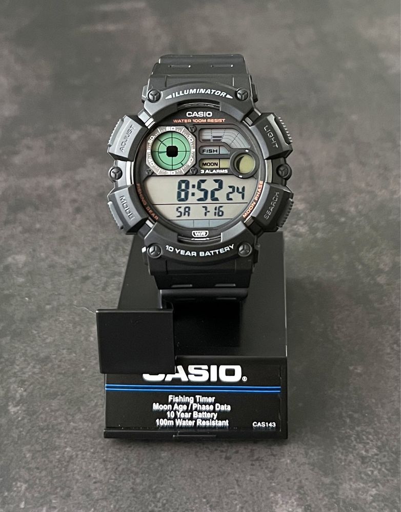 Годинник Casio WS-1500H-1A Fishing Timer новий оригінал великий вибір