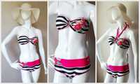 Bikini kangaroos 40 L 80 B 85 B 42 XL strój push styl marynarski paski