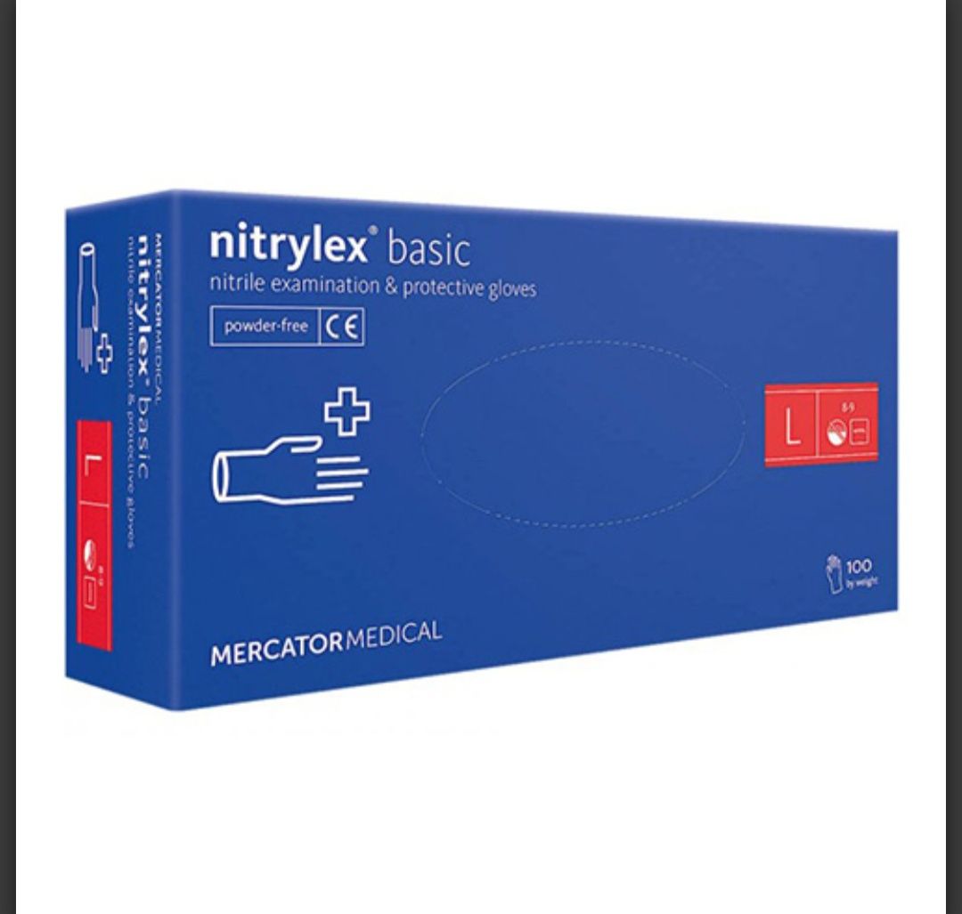 Рукавиці Nitrylex Basic нітрилові (S, M, L, XL) 100 шт. Темно-сині/фіо