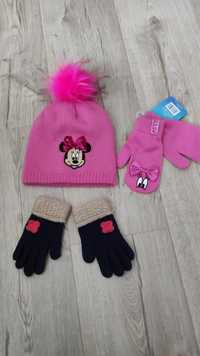 Zestaw zimowy Disney Mickey różowa czapka i rękawiczki nowe