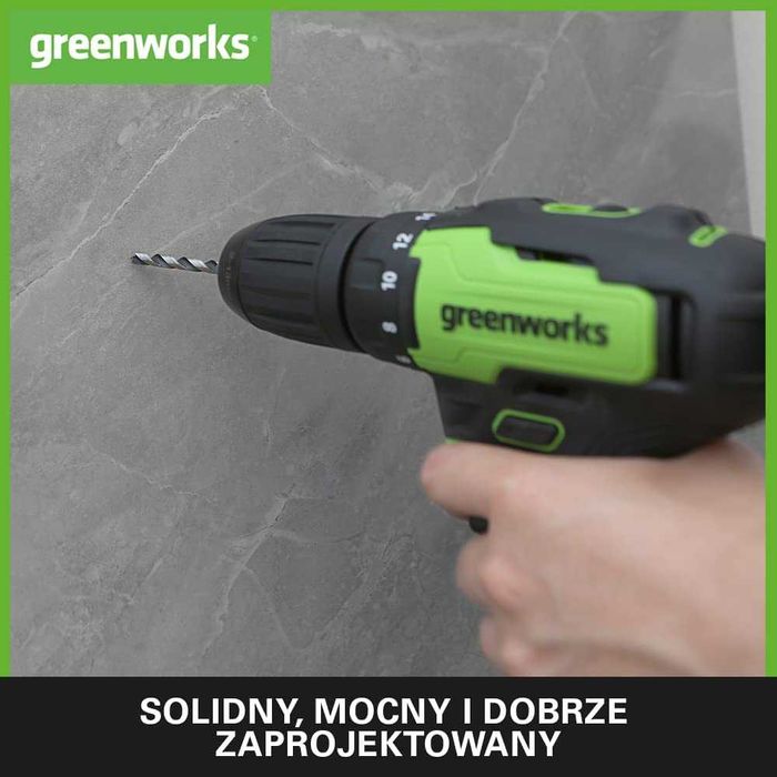 Greenworks Akumulatorowa Wiertarko-Wkrętarka i Zakrętarka Udarowa