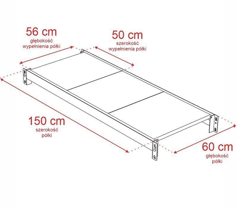 Regał magazynowy 4-półkowy FORTIS Mega-M 200x167x60 cm moduł bazowy