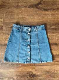 Krótka jeansowa spódniczka z wysokim stanem i guzikami 36 S H&M denim