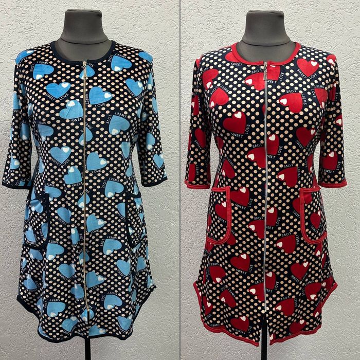 Велюрові плюшеві жіночі халати по коліно