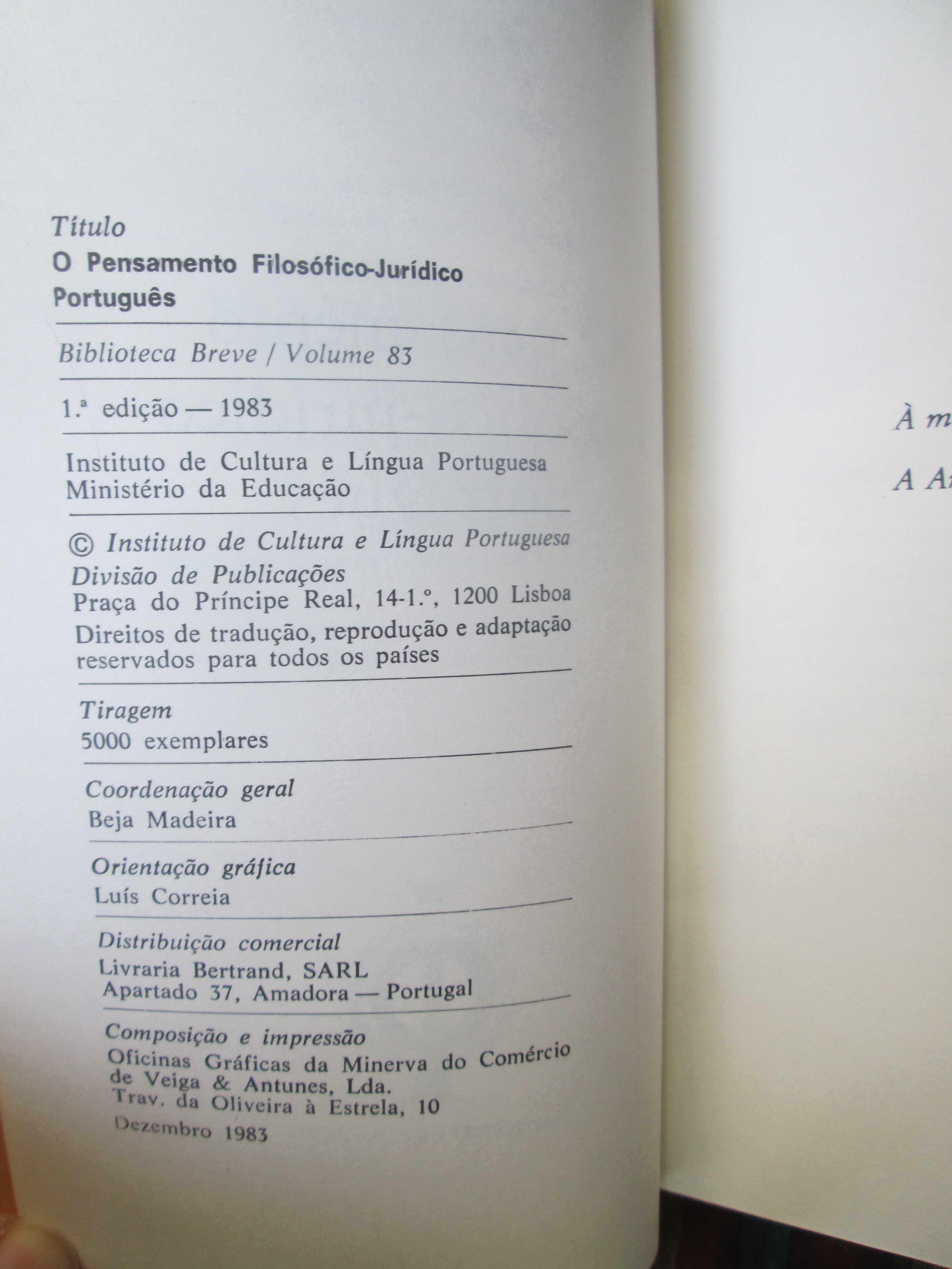 O Pensamento Filosófico-Jurídico Português, de António Braz Teixeira