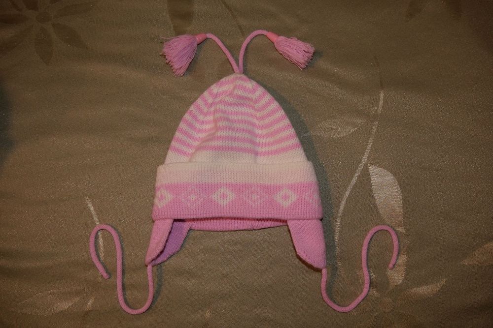 Czapka wiosenna jesień ciepła różowa Konwar 44 – 46 cm 74 / 80