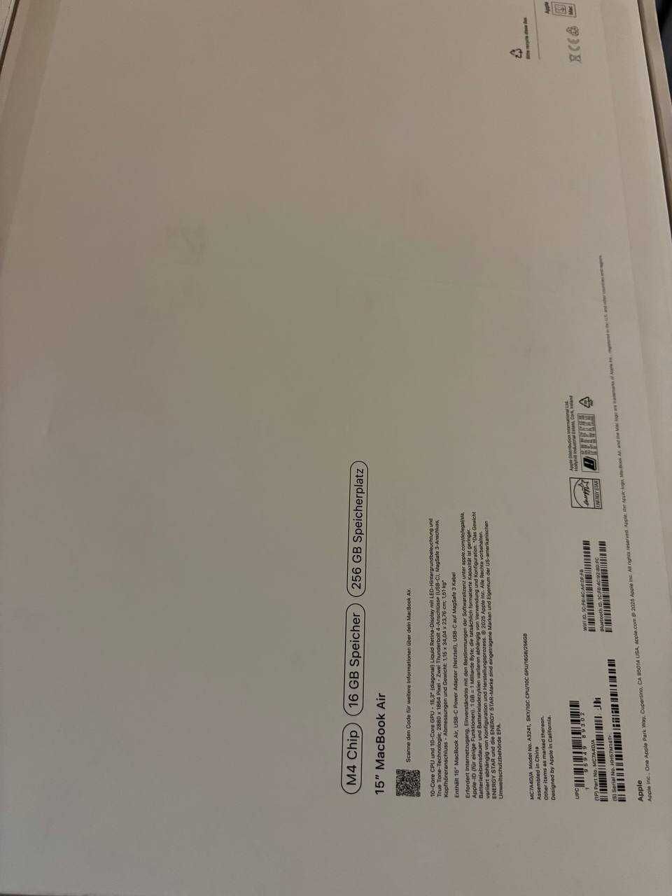 Ноутбук Apple MacBook Air 15" M4 16/256GB Sky Blue 2025 (MC7A4)