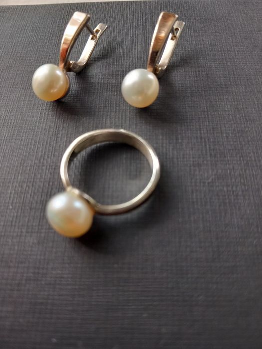 Перли, срібло+позолота