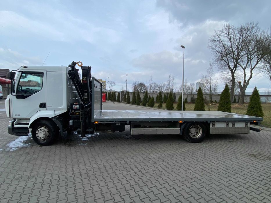 Renault Midlum 220 platforma + dźwig Hiab 077 Duo, 80 tys km