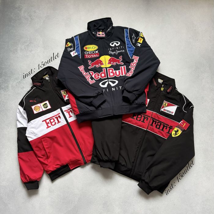 Куртка бомбер RedBull, Ferrari Puma Оверсайз Мотокуртка Y2К